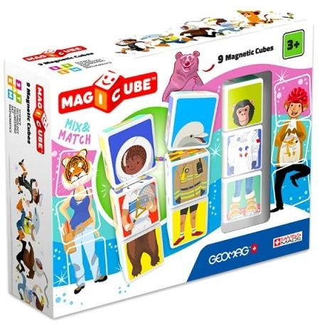 Építőjátékok gyerekeknek - Magicube 9 db-os mágneses építőkocka szett foglalkozás, állat, sport