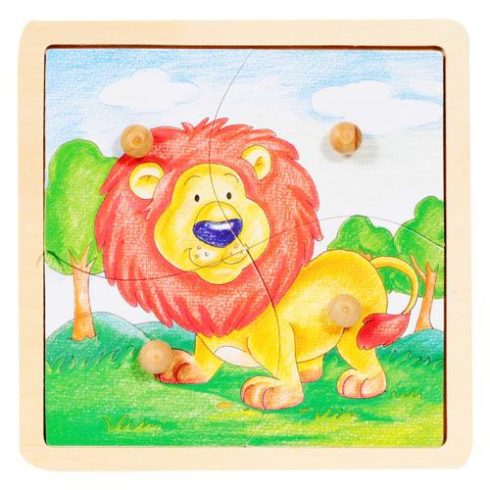 Fa puzzle - Fogantyús oroszlános