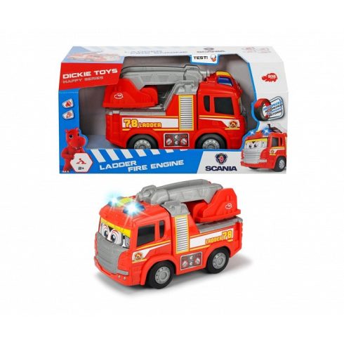 Játék tűzoltóautó  mókás magától gurulós Happy Scania Fire Truck