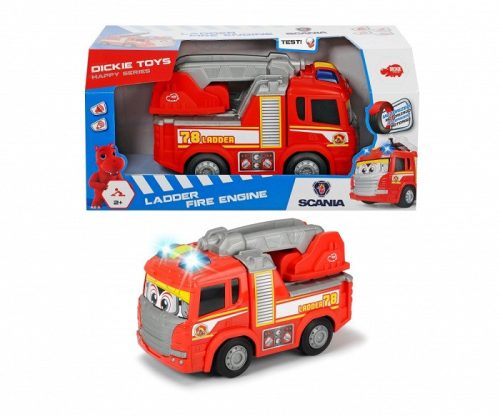 Játék tűzoltóautó  mókás magától gurulós Happy Scania Fire Truck