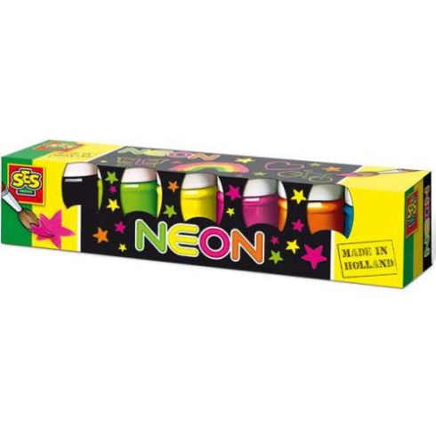 Írószerek - Festékek - Neonszínű festék 6x45ml SES Creative