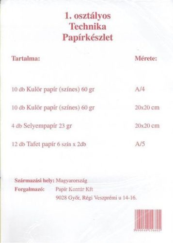 Írószerek - Iskolaszerek - Papírok-kartonok - Technika csomag I.
