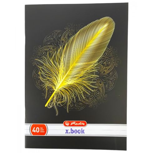 Füzet A4/40 lap - Fekete-arany madártoll mintás