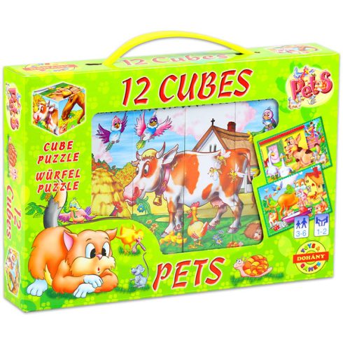 Gyerek Puzzle - Kirakósok - Mesekocka háziállatok 12db