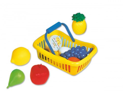 Főzőcskés bevásárlós játékok - Műanyag élelmiszerek kosárban