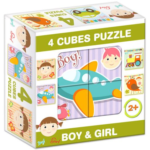 Gyerek Puzzle - Kirakósok - Mesekocka lány és fiú 4 puzzle