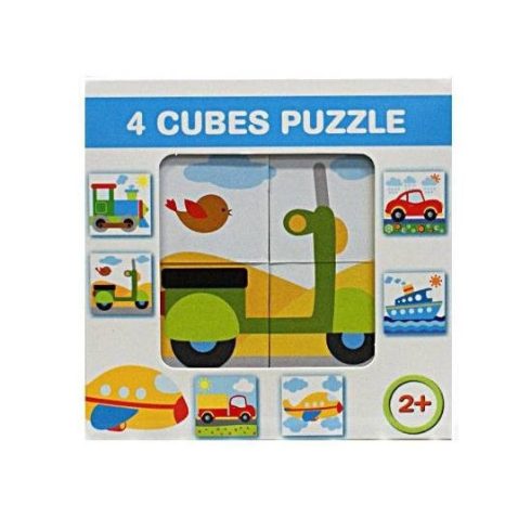 Gyerek Puzzle - Kirakósok - Mesekocka járműves 4 db-os