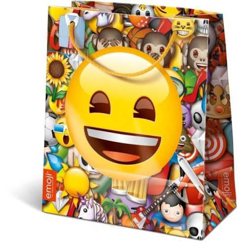 Ajándék tasakok - Díszzacskók - Dísztasak Emoji Happy 12,5x7,5x14,5cm