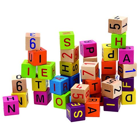 Építős játékok Fából - Fa építőkocka betűkkel és számokkal Woodyland
