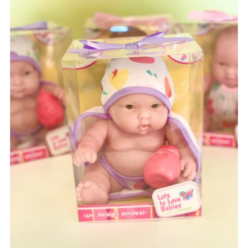 Berenguer Lots to Love Babies játékbaba fürdőköpenyben barna szemű
