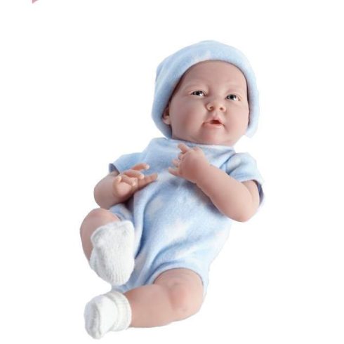 Élethű babák - Élethű Berenguer fiú játékbaba kék csillagos ruhában, 38 cm