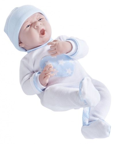 Élethű játékbabák - Élethű Berenguer babák - Fiú játékbaba csillagos pizsamában, 38 cm