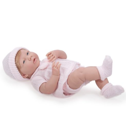 Élethű játékbabák - Élethű Berenguer babák - Újszülött lány rózsaszín kötött ruhában, sapkában