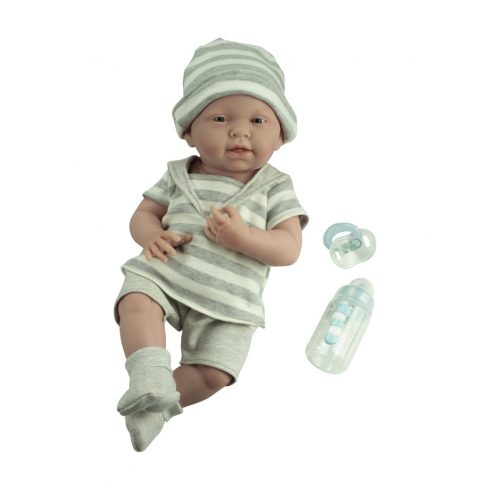 Élethű játékbabák - Élethű Berenguer babák - Újszülött fiú, csíkos ruhában, kiegészítőkkel, 38 cm