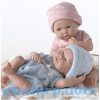 Élethű játékbabák - Élethű Berenguer babák - Mosolygós játékbaba kék pöttyös ruhában 38cm