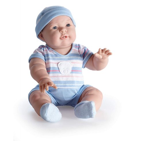 Élethű játékbabák - Berenguer Lucas Karakterbaba kék csíkos ruhában 46cm