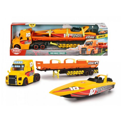 Dickie Sea Race Truck - Játék hajó szállító kamion 41 cm - Simba Toys