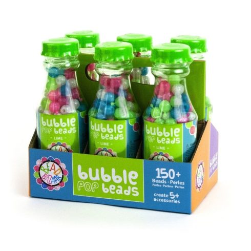 Fűzős játékok gyerekeknek - Gyöngyök - Fa golyók - Bead Bazaar Gyöngy palack 1 db - zöld citrom