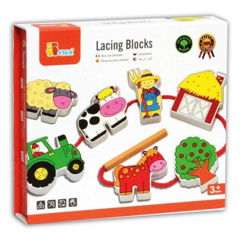 Készségfejlesztő - Fűzős játékok - Farmos dobozos