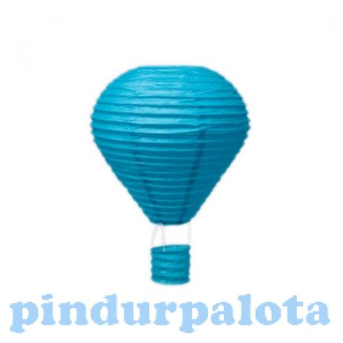Party dekoráció - Lampion mécsestartóval papírból türkiz kék színű 25 cm