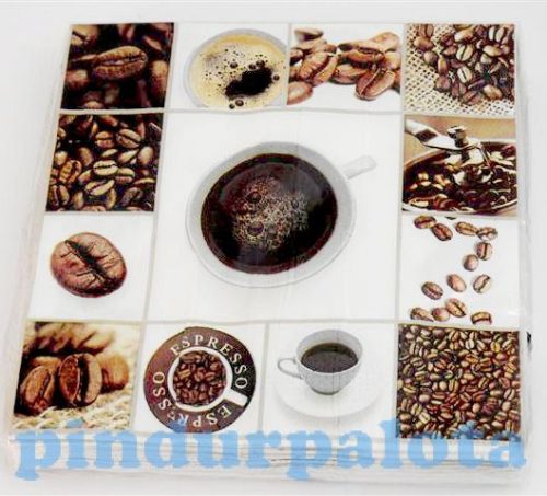 Kreatív hobby készletek - Dekorációk - Kávé mintás szalvéta krém-barna
