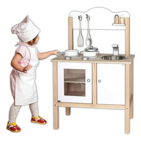 Játék konyhák - Fehér fa gyerekkonyha