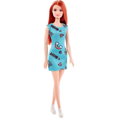 Barbie baba türkiz zöld vidám ruhában vörös hajjal - Mattel