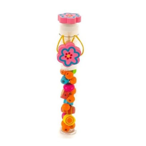 Fűzős játékok gyerekeknek - Gyöngyök - Gyöngyfűző hengerben, virágos
