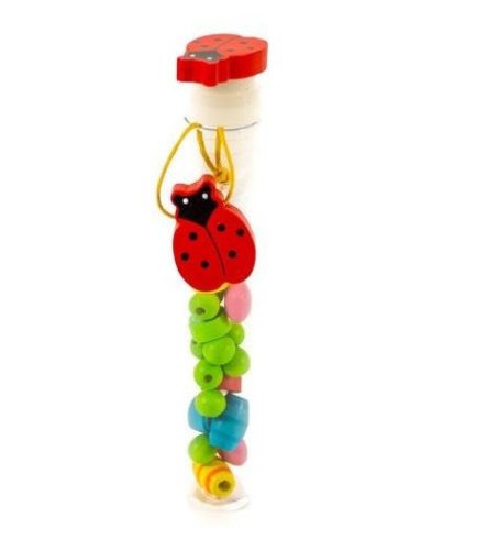 Fűzős játékok gyerekeknek - Gyöngyök - Gyöngyfűző hengerben katicás
