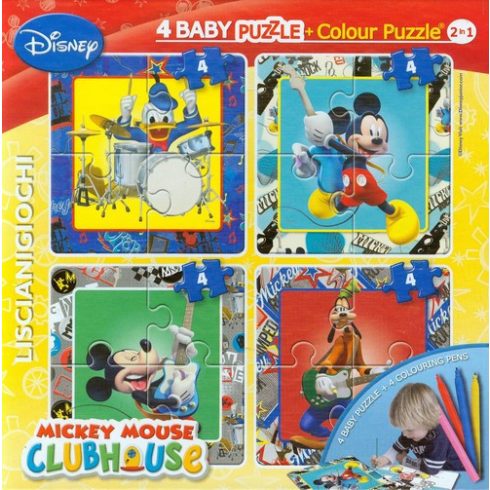 Kifestők - Színezők - Mickey Mouse Puzzle Color 4x4 kép 4 filctollal