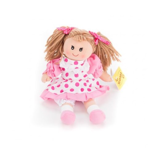 Rongybabák - Rongybaba 30 cm (Évi, lány, barna, rózsaszín, pöttyös)