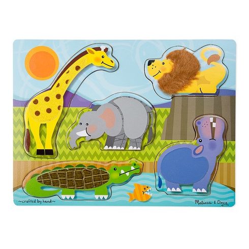 Gyerek Puzzle - Kirakósok - Készségfejlesztő tapintós puzzle vadon élő állatokkal Melissa & Doug
