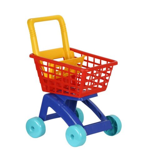 Játék bevásárlókocsi gyerekeknek műanyag piros