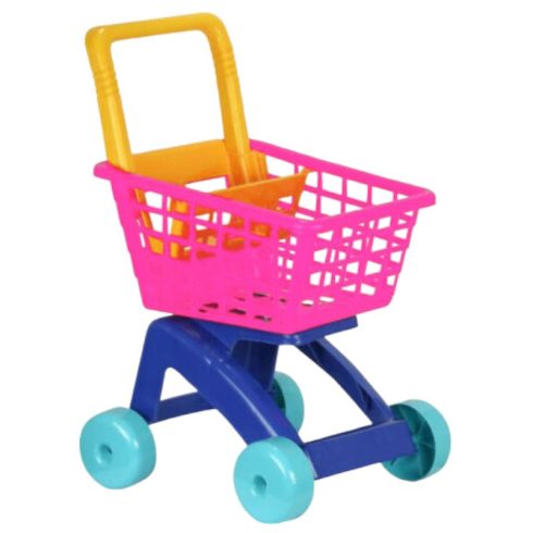 Játék bevásárlókocsi gyerekeknek műanyag rózsaszín