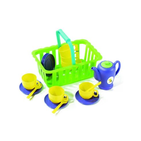 Szerepjátékok - Játékkonyha - Műanyag játék piknikező teás készlet