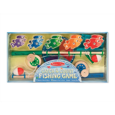 Fajátékok gyerekeknek - Melissa & Doug Fa készségfejlesztő játék Mágneses-számos horgászat