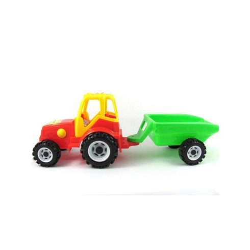 Műanyag járművek - Traktor öblös pótkocsival több színben