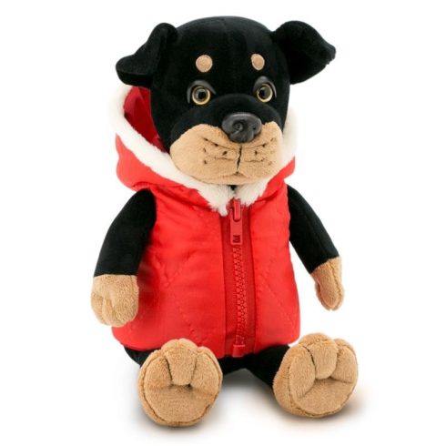 Plüss kutyák - Max Rottweiler piros kabátban Orange Toys