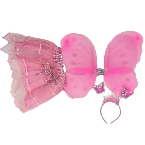 Jelmezek - Jelmez kiegészítők - Jelmez rózsaszín pillangó 4 részes csillagos fejdísszel és pálcával