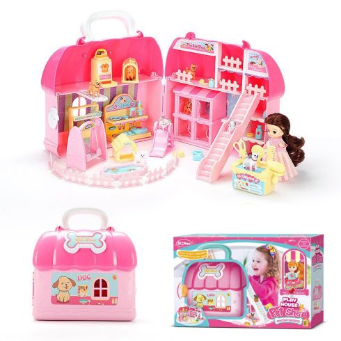 Lányos játékok - Összezárható kisállatkereskedés babaház kiegészítőkkel