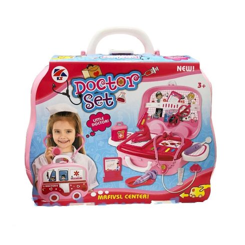 Orvosos játékok - Doktor szett autós kofferban rózsaszín lányoknak