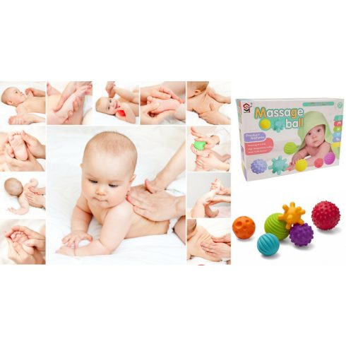 Fejlesztő játékok - Bébi játékok - Masszázs labdák 6 db-os készlet babáknak
