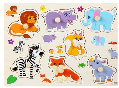 Fa játékok - Fa puzzle fejlesztő állatokkal