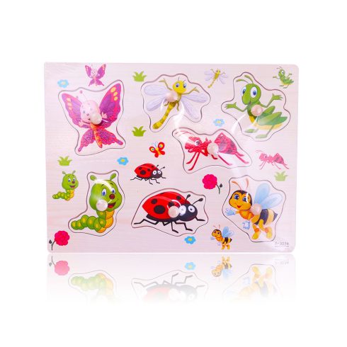 Fa puzzle - Kirakós játékok - Fa fogantyús kirakó, bogarak és rovarok