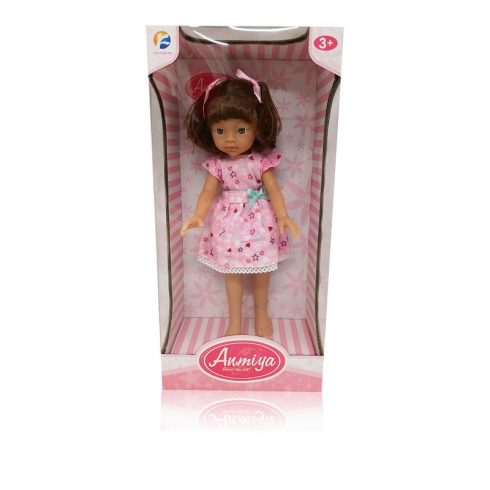 Műanyag babák - Játékbaba rózsaszín ruhában