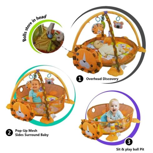 Fejlesztő játékok babáknak - Baby activity mat Játszószőnyeg, és labdatenger baba játék Oroszlán