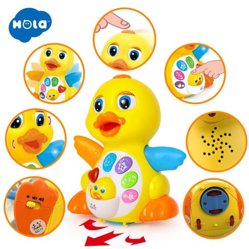 Készségfejlesztő csörgő játékok babáknak - Zenélő baba játék - Interaktív kacsa Hola