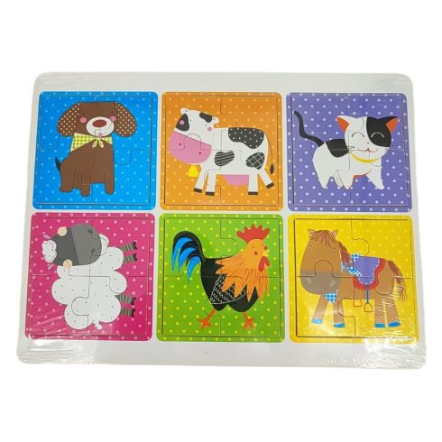 Fa puzzle állatos 6 db képpel