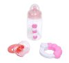 Élethű játékbabák - Berenguer játékbaba felszerelés rózsaszín (csörgő, cumisüveg, cumi)