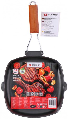 Tapadásmentes grill serpenyő 24cm fanyeles non-stick